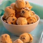 Cookie dough in a bowl and tray