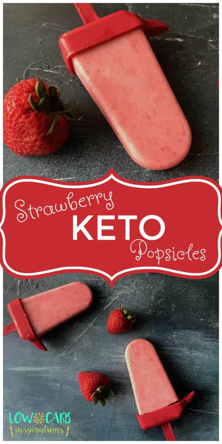 These keto friendly creamy strawberry popsicles are amazing! They are the perfect summer treat for everyone to enjoy, especially if you are on the keto diet!