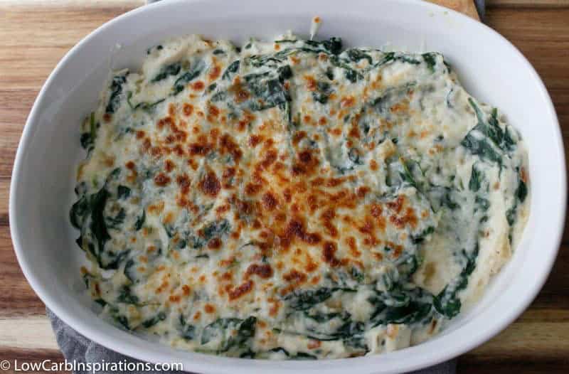 Healthy Keto Creamed Spinach with Heavy Cream and Cauliflower