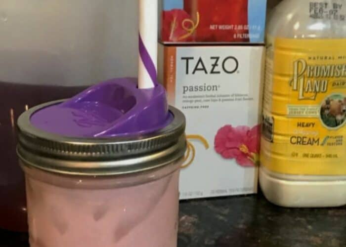 You are going to fall in love with this keto friendly Sugar-Free Passion Tea Latte Starbucks Copycat Recipe! Try it today!
