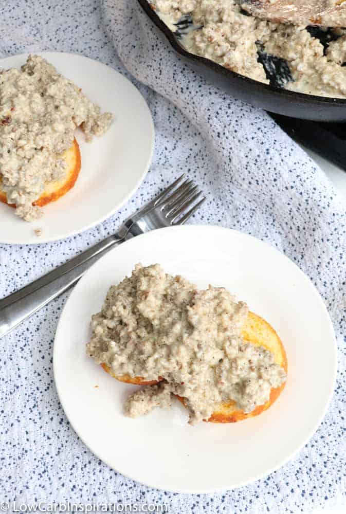 Low Carb Biscuits and Sausage Gravy Recipe - Low Carb Inspirations