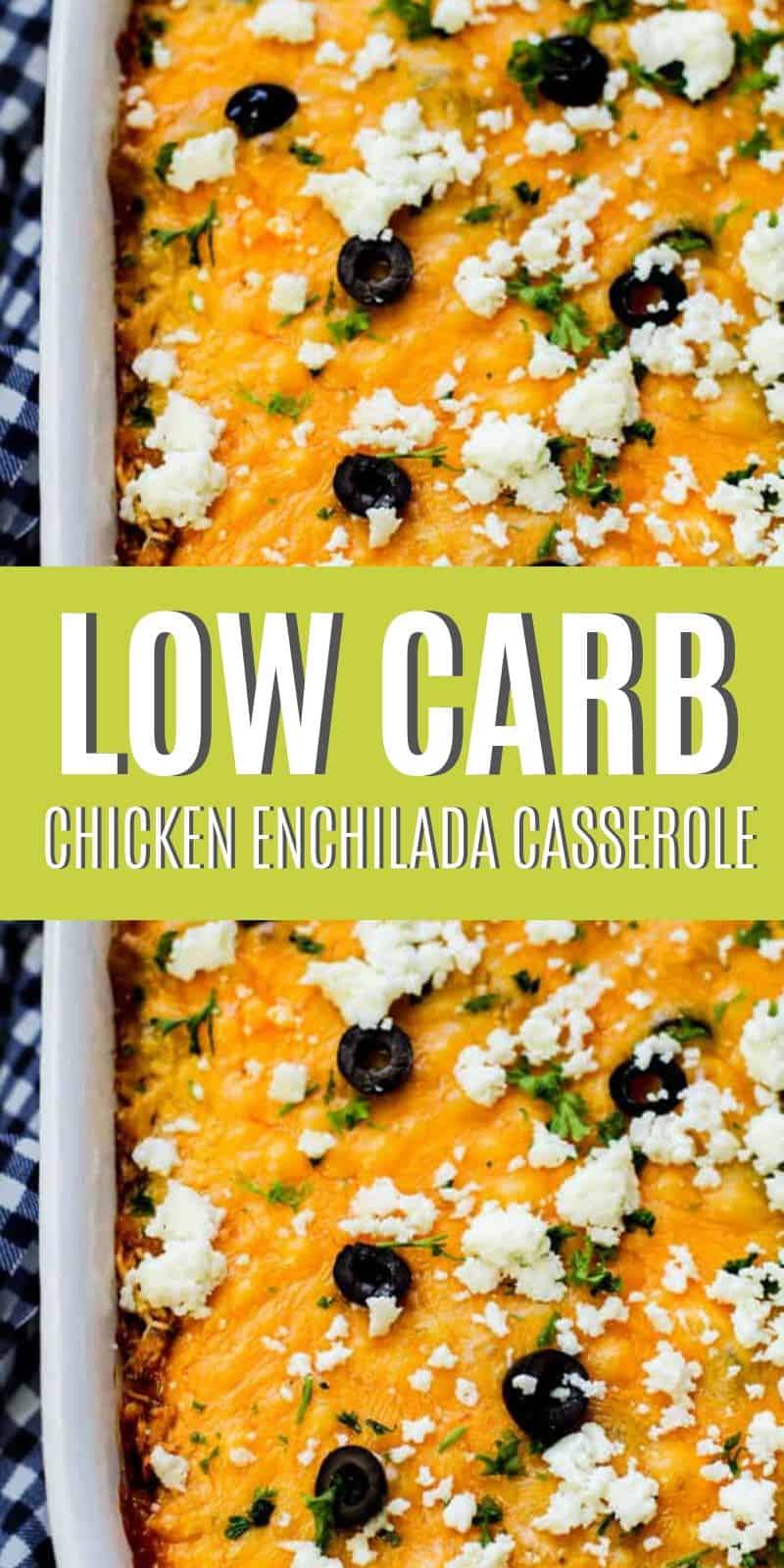 You going to love this new recipe! This low carb chicken enchilada casserole is so flavorful. If you are craving Tex-Mex and are on the low carb diet or keto diet, this will help take away those cravings!