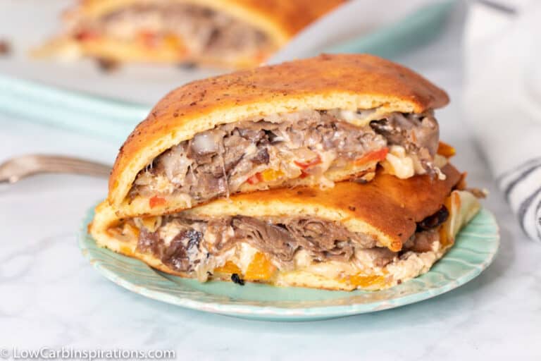 Keto Cheese Steak Pizza Pocket Recipe