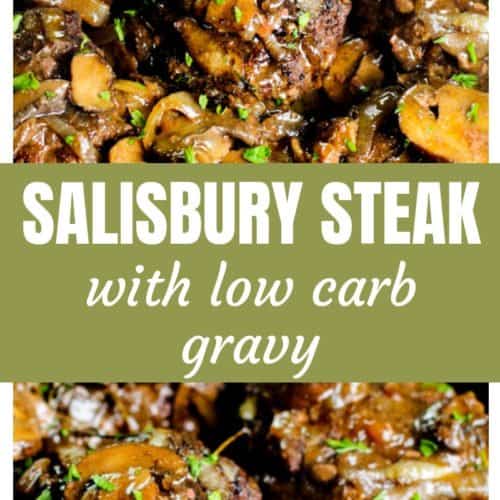 Looking for a keto friendly salisbury steak recipe with low carb gravy? You have to try this one! The low carb gravy recipe with mushrooms and onions is delicious!