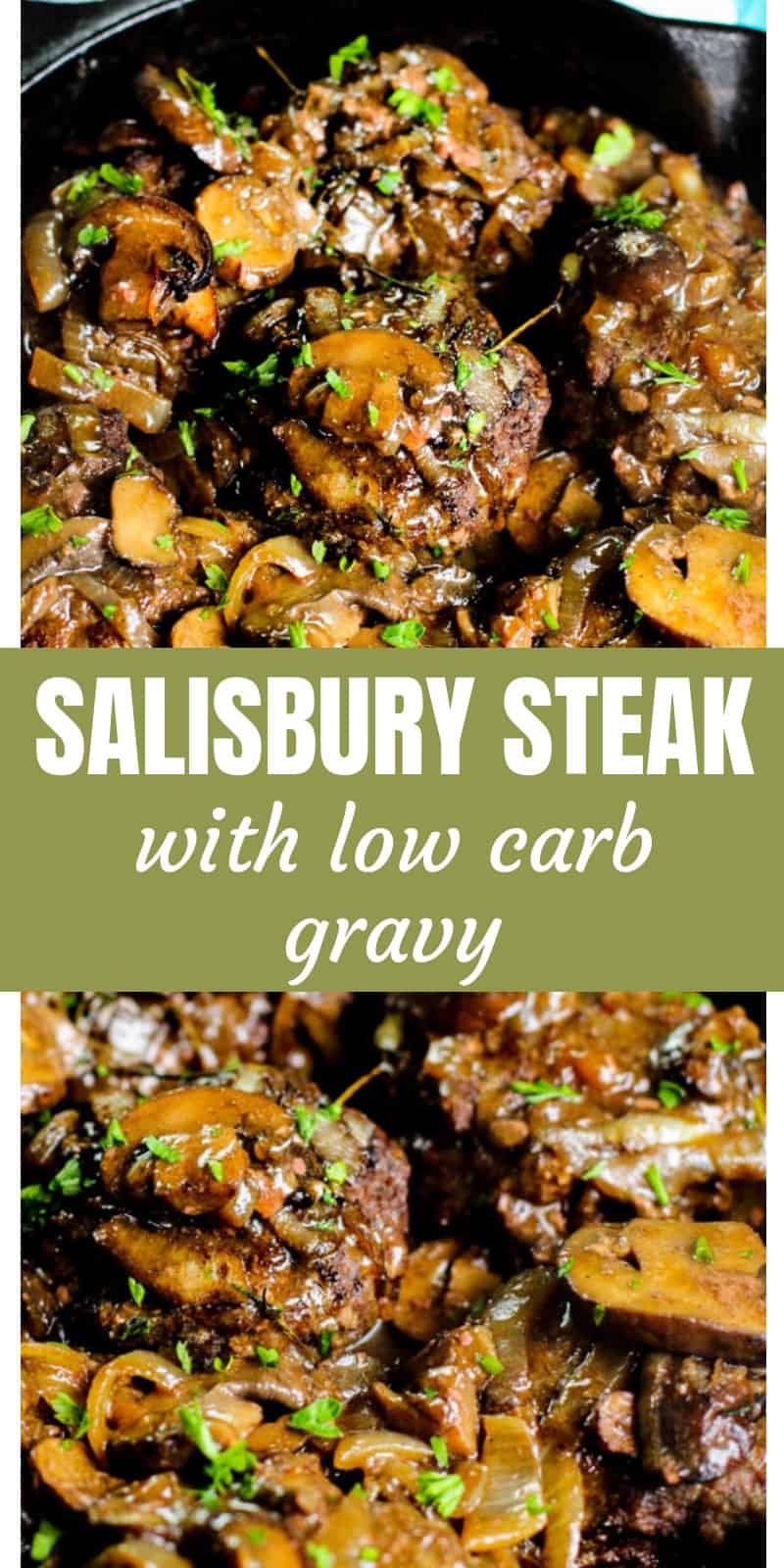Looking for a keto friendly salisbury steak recipe with low carb gravy? You have to try this one! The low carb gravy recipe with mushrooms and onions is delicious!