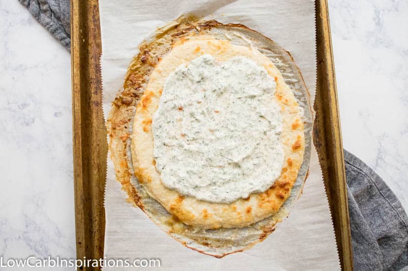 ranch on top of chicken crust pizza
