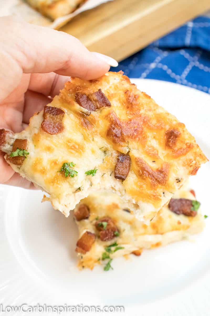 If you love Chicken Bacon Ranch Pizza, then you are going to absolutely love this low carb, keto version. Using Chicken as the crust,  this is the best low carb pizza you could ask for. 
