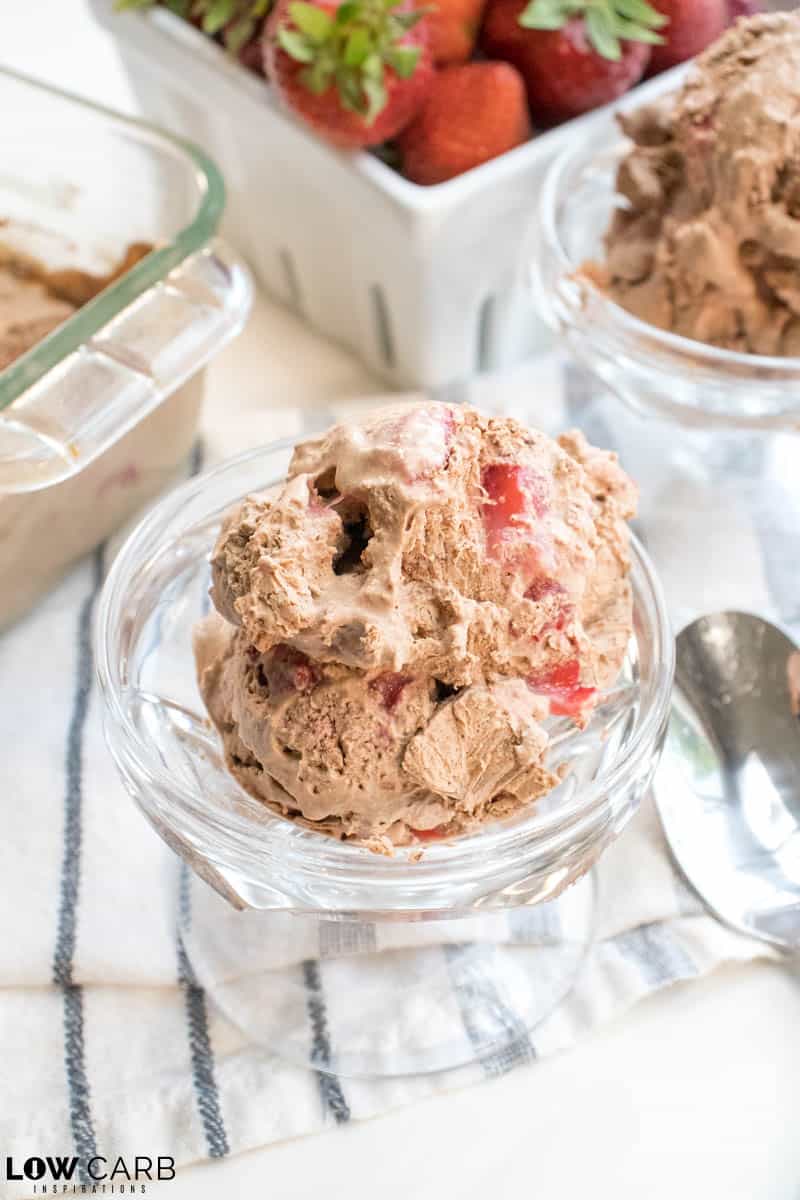 Love ice cream but want a low carb strawberry chocolate ice cream? Wait until you try the best low carb chocolate mousse ice cream with strawberries.