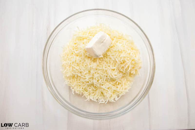 mozzarella cheese and cream cheese in a bowl 