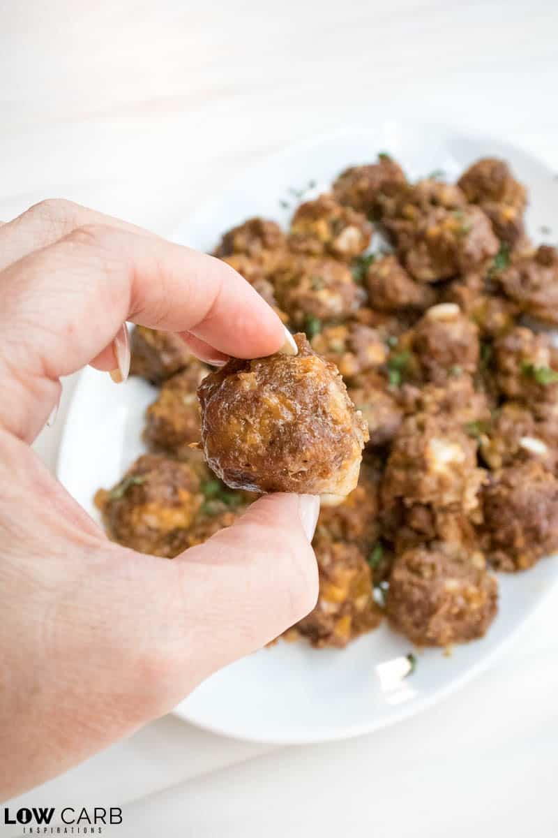 keto meatballs in a hand