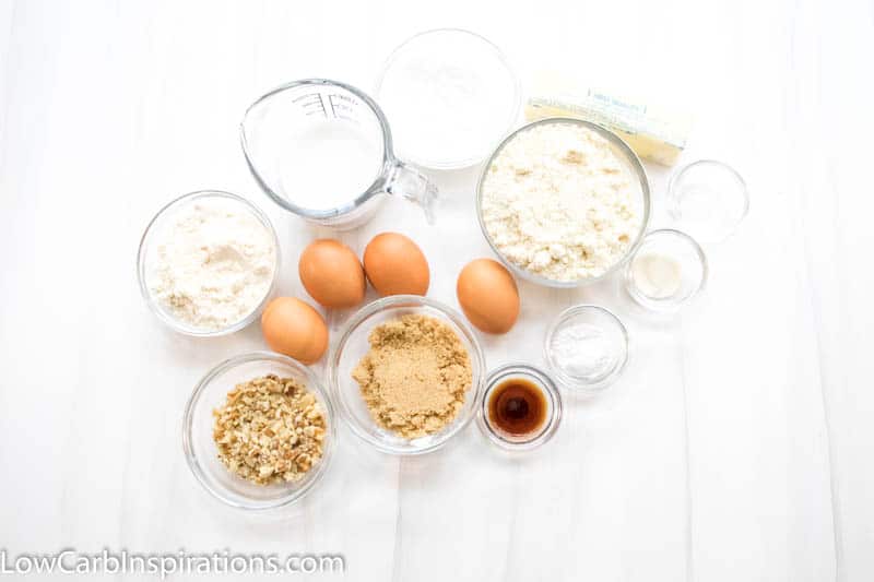 Banana Nut Keto Breakfast Muffin Ingredients laying on a white surface