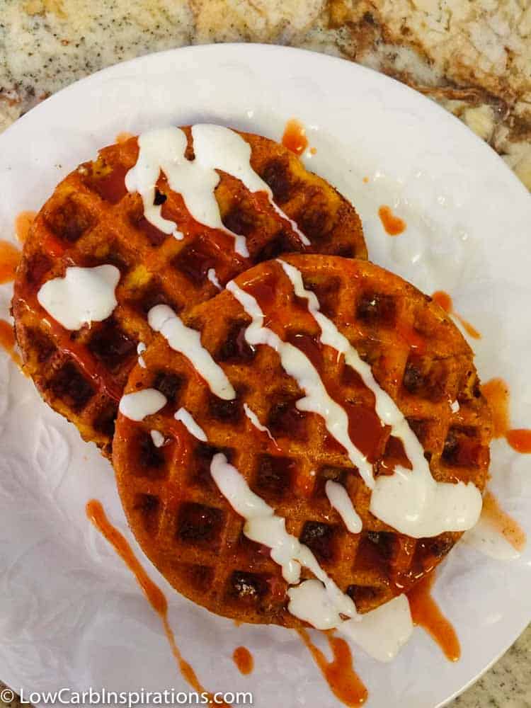 Keto Buffalo Chicken Chaffle Recipe (cheese waffles)