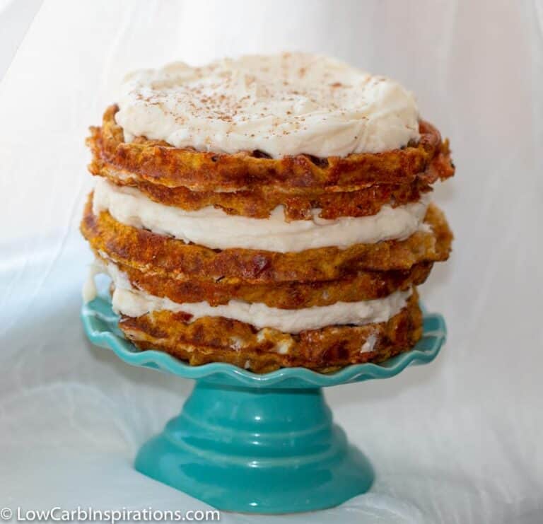 Keto Pumpkin Cake Chaffle With Cream Cheese Frosting Low Carb