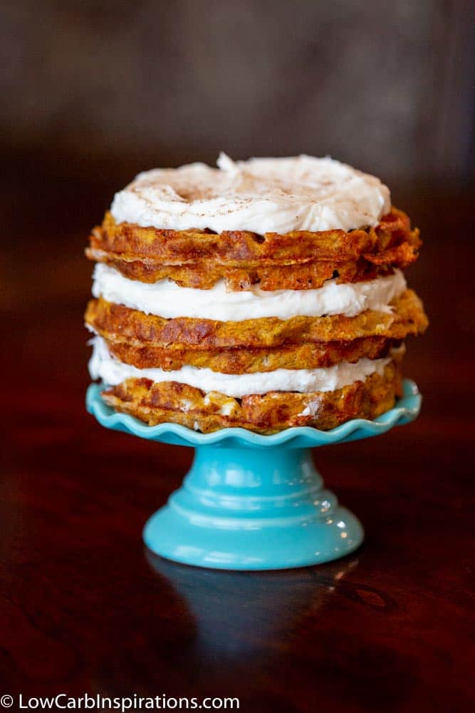 Keto Pumpkin Cake Chaffle with Cream Cheese Frosting