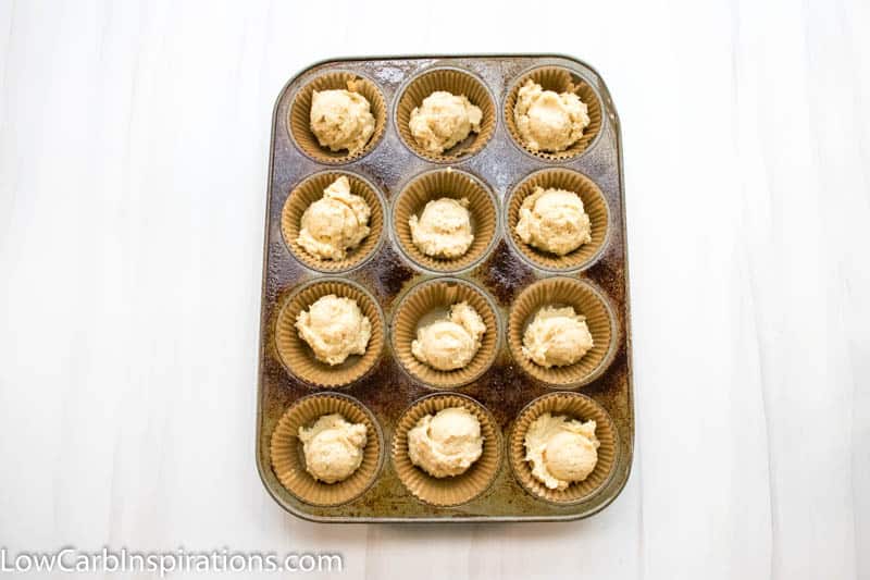 Keto breakfast muffins in muffin pan prior to baking