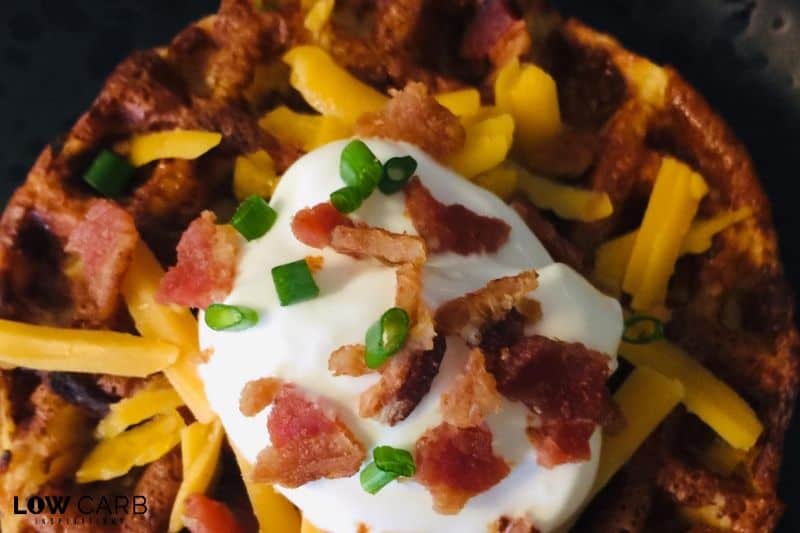 Holy Moly! This Jicama Loaded Baked Potato Chaffle is AMAZING! If you miss potatoes on the Keto diet, you are going to love this Keto chaffle recipe!