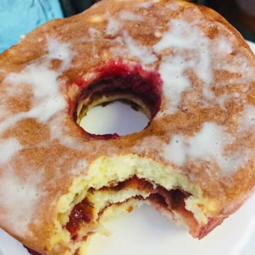 Krispy Kreme COPYCAT Chaffle Recipe (Glazed Raspberry Jelly Filled Donut)