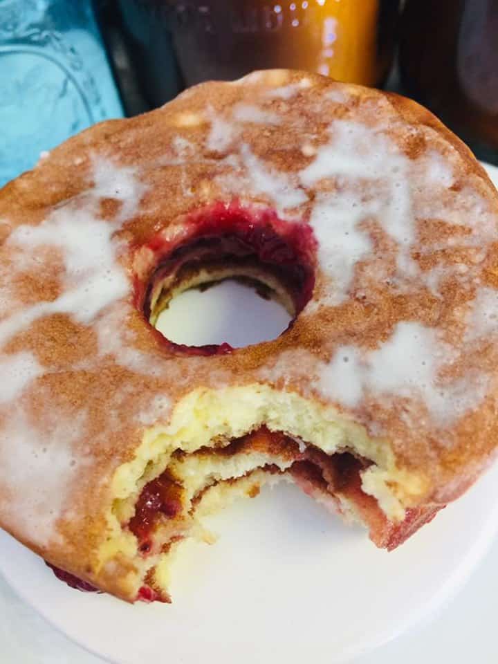 Krispy Kreme Copycat Chaffle Recipe Glazed Raspberry Jelly Filled Donut Low Carb Inspirations