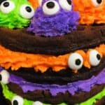 Everyone is going to love this cute, not-so-scary, silly Halloween Monster Chocolate Chaffle Cake! Not only is it cute to look at, but it's fluffy, low carb and delicious!