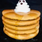 These Halloween Spiced Ghost Pancakes (aka chancakes) are perfect for breakfast on Halloween! You are going to love how fluffy these pancakes taste and how easy they are to make!