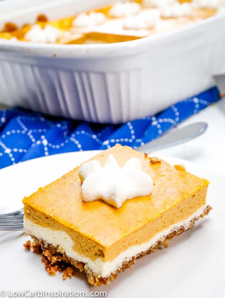 If you love pumpkin pie and cheesecake, you are going to love these Keto Pumpkin Cheesecake Bars! It's going to become your favorite keto fall dessert!