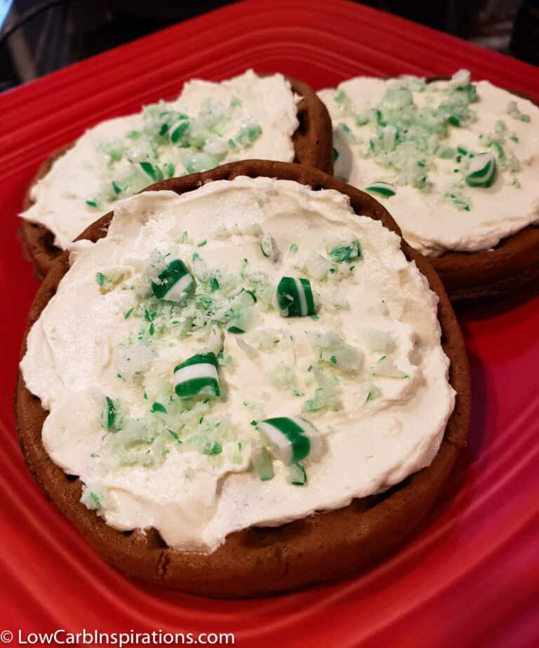 Peppermint Mocha Chaffles with Buttercream Frosting