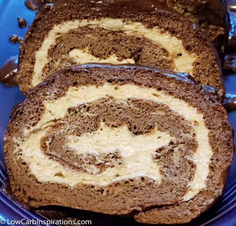 Keto Chocolate Cake Roll with Coffee Cream Filling