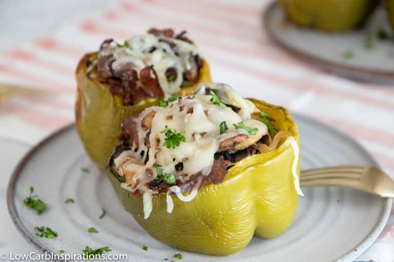 Low Carb Philly Cheesesteak Stuffed Peppers