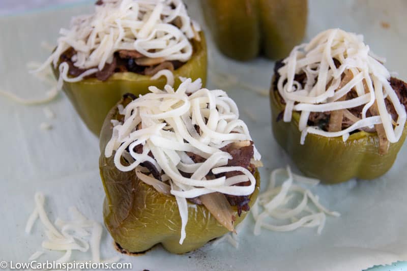 Low Carb Philly Cheesesteak Stuffed Peppers
