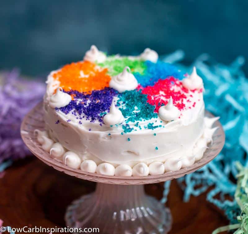 Keto Birthday Cake Chaffle with sugar free keto sprinkles that are homemade!