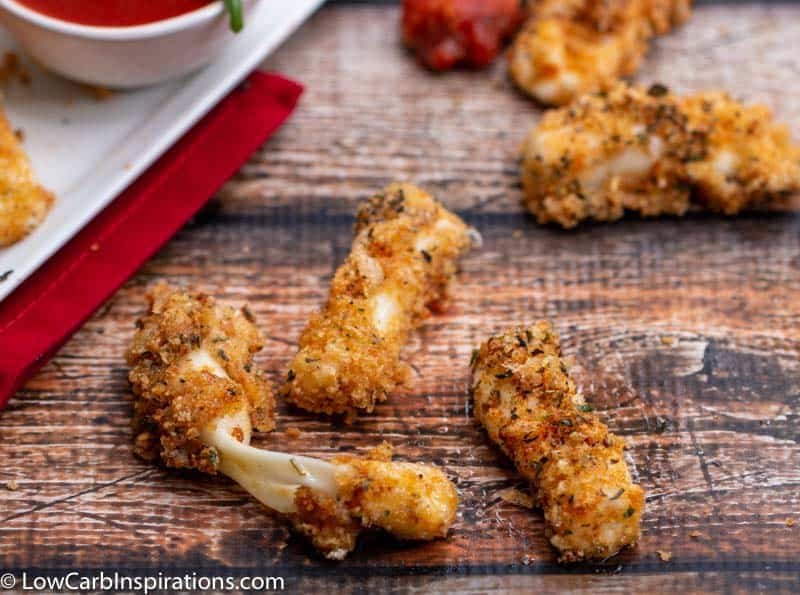 Plated cheese sticks with dipping sauce