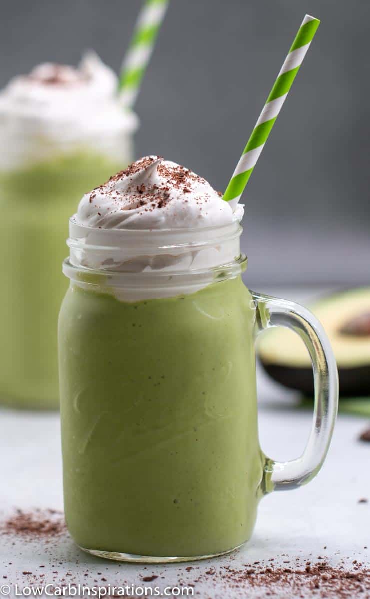 Sugar Free Shamrock Shake Recipe served in a mug with a green straw