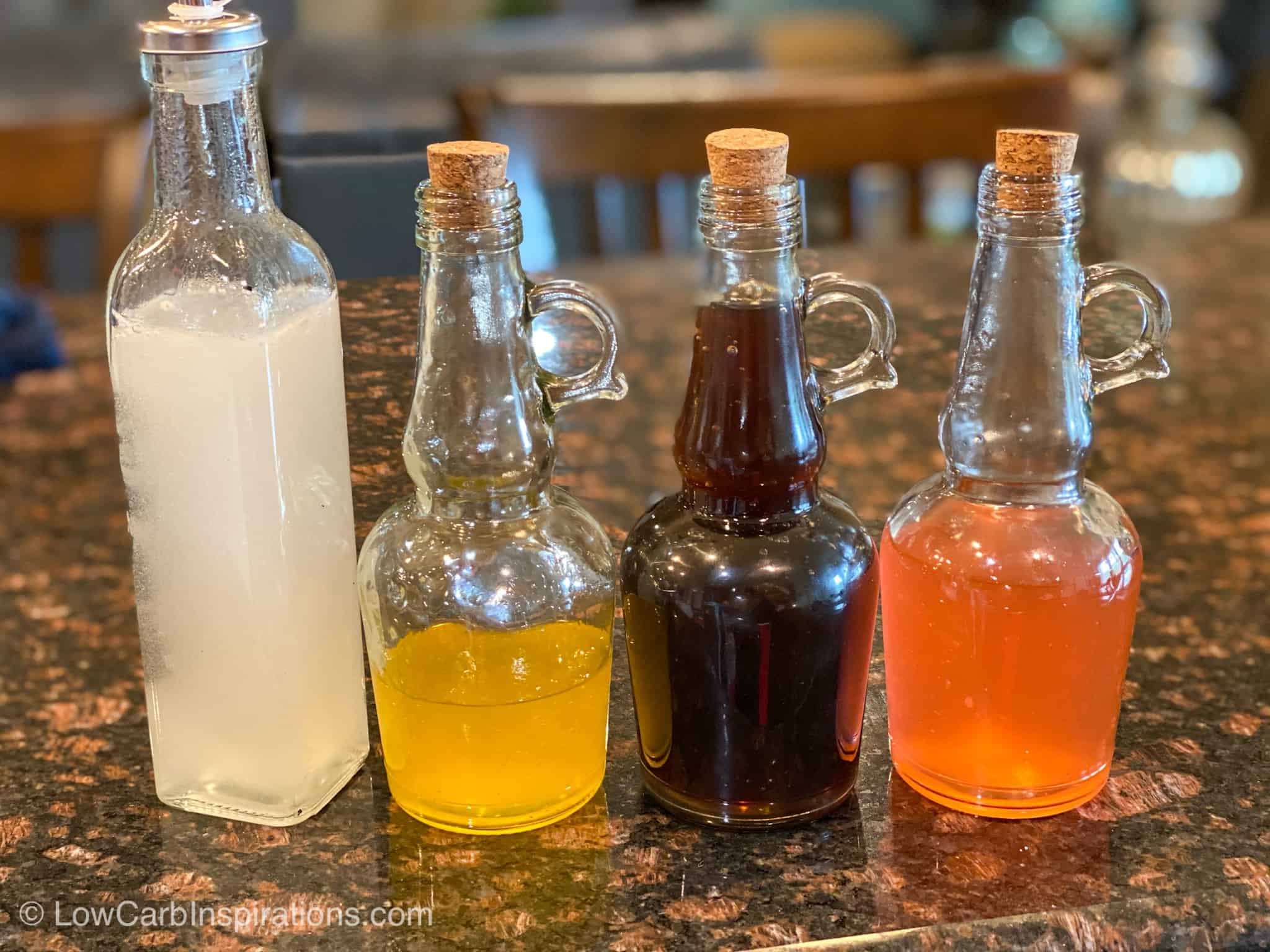 Multiple sugar free syrups in one photo