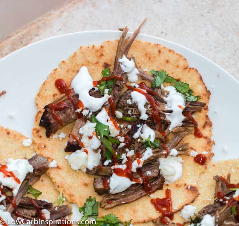 Keto Barbacoa Tacos on Homemade Keto Tortillas