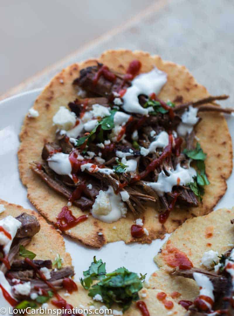 Keto Barbacoa Tacos on Homemade Keto Tortillas