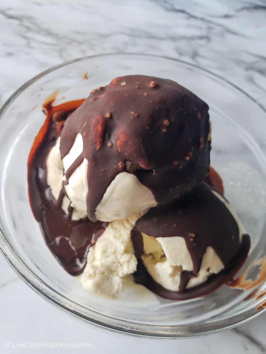 Keto Magic Shell Ice Cream Topping Recipe (chocolate topping)