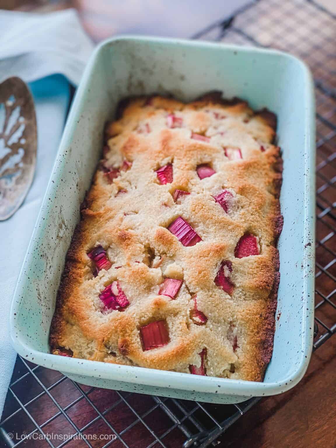 Keto Rhubarb Bread Recipe With A Glaze Topping - Low Carb Inspirations