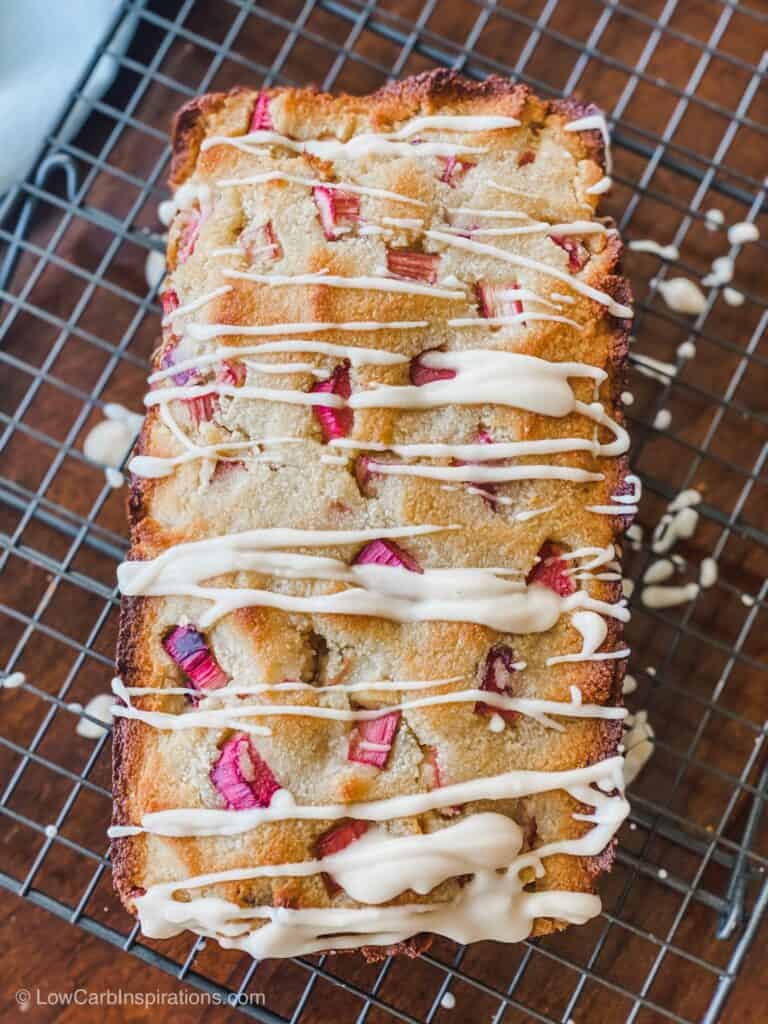 Keto Rhubarb Bread Recipe with a Glaze Topping