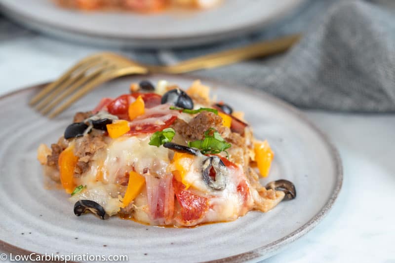 Low Carb Meat Lovers Pizza Casserole