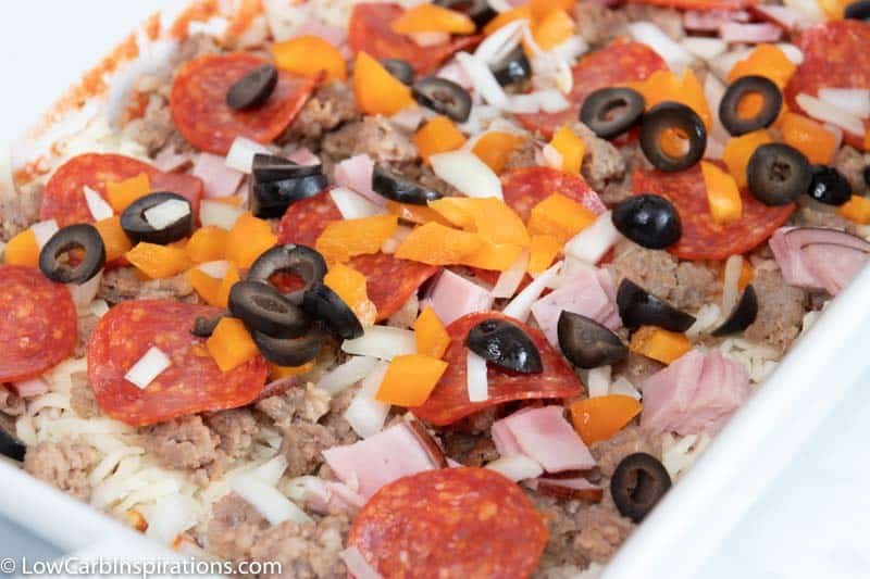 Low Carb Meat Lovers Pizza Casserole