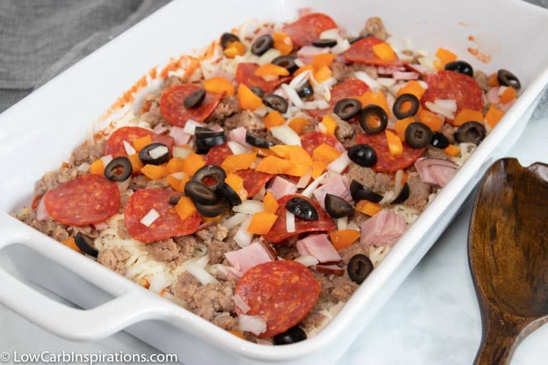 Low Carb Meat Lovers Pizza Casserole