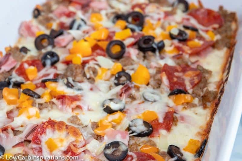 Low Carb Meat Lovers Pizza Casserole