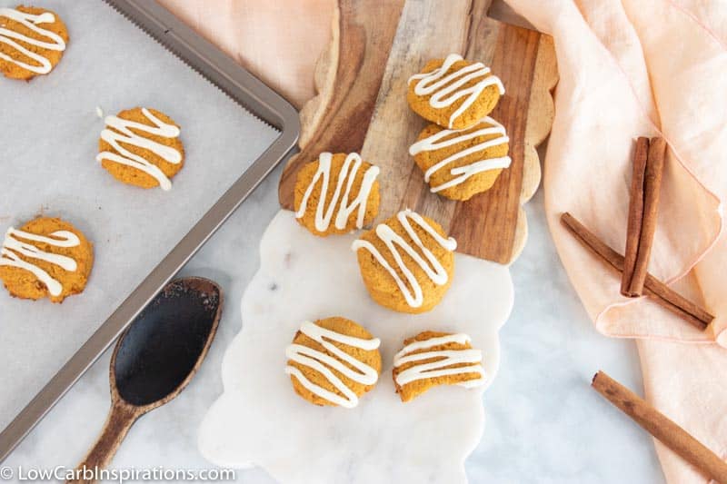 Keto Pumpkin Cookies with a Cream Cheese Glaze