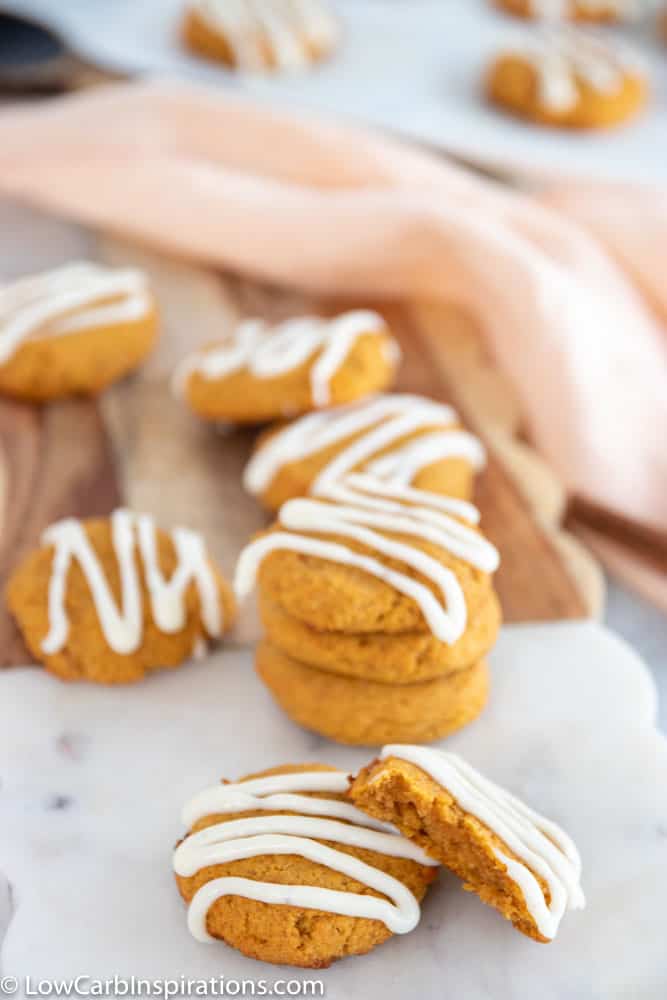 Keto Pumpkin Cookies with a Cream Cheese Glaze