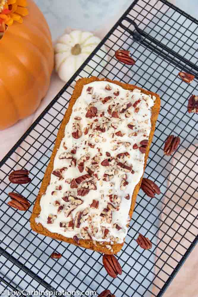 Low Carb Pumpkin Bread with Cream Cheese Frosting