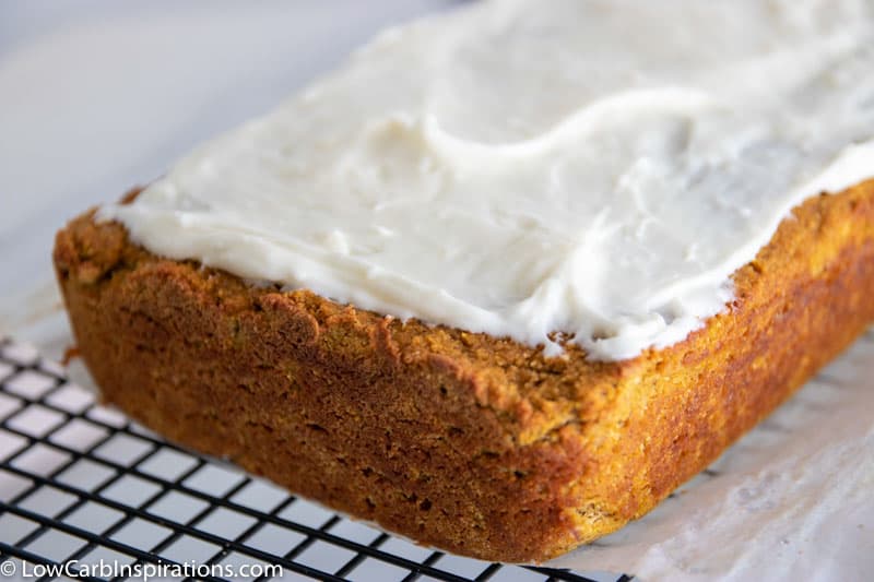 Low Carb Pumpkin Bread with Cream Cheese Frosting