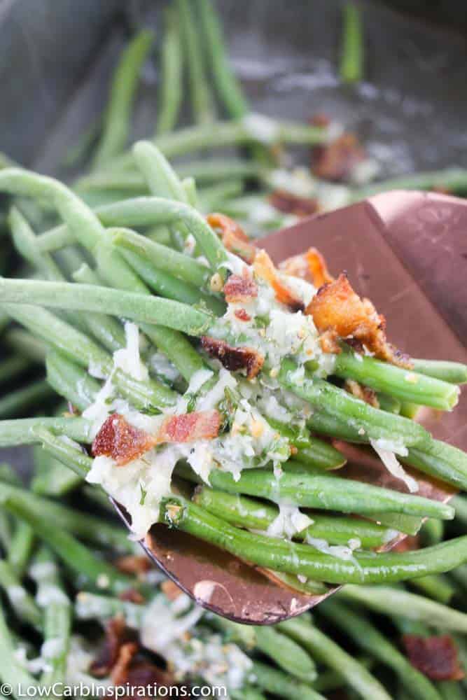Oven Baked Green Beans with Parmesan Bacon and Ranch
