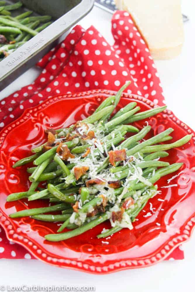 Oven Baked Green Beans with Parmesan, Bacon and Ranch