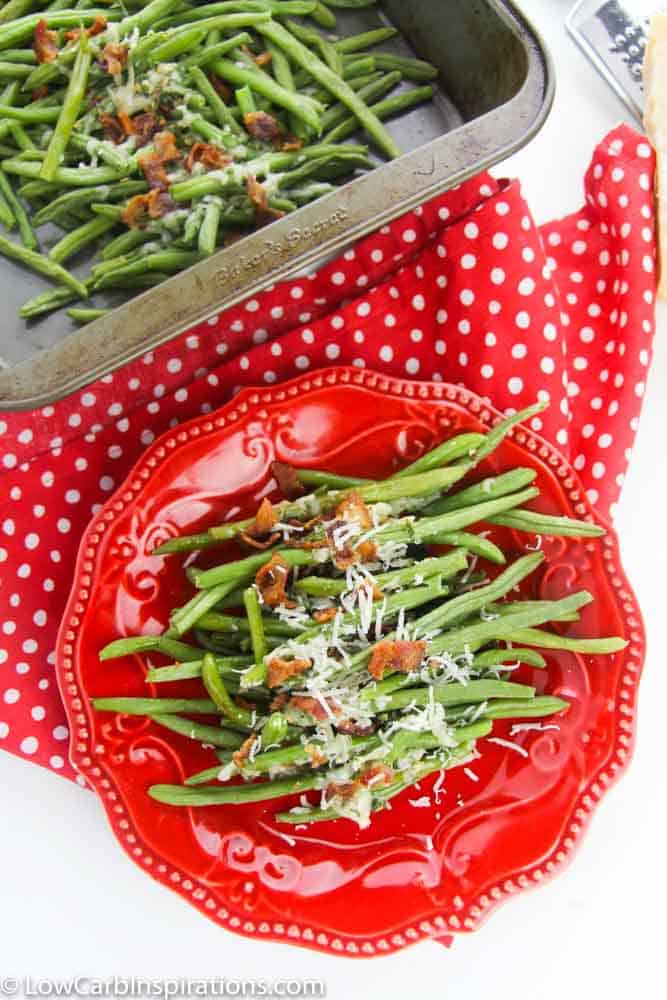 Oven Baked Green Beans with Parmesan Bacon and Ranch