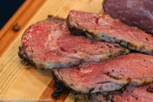 Best Prime Rib Recipe for the Holidays sliced on a cutting board